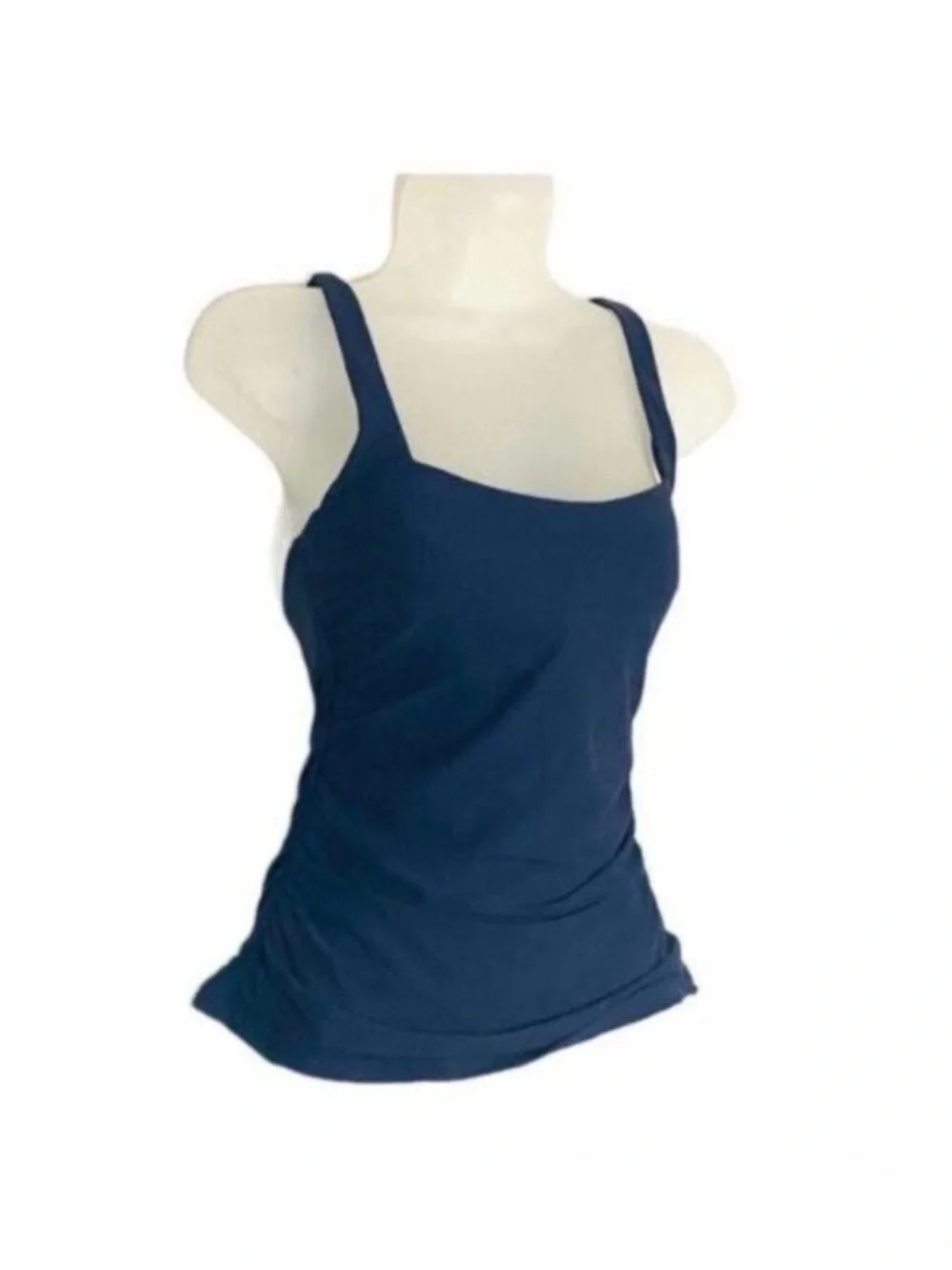 Athleta Square Neck Bra Cup Swim Tankini Blue UPF 50+ 32 D/DD
